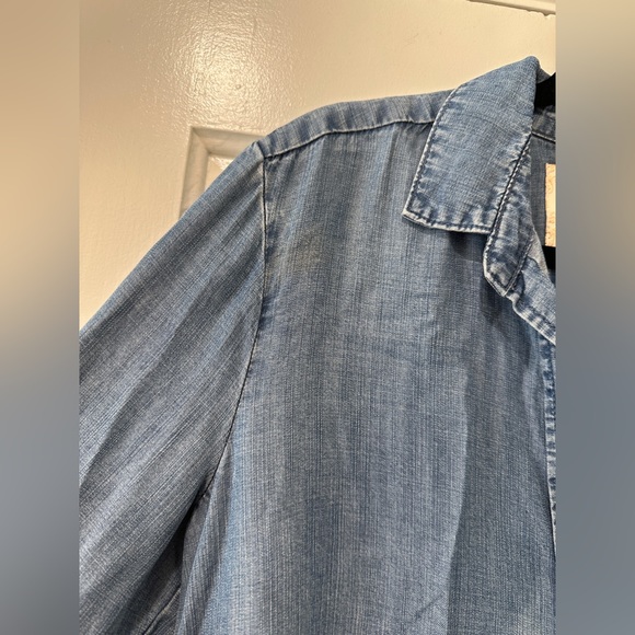 Bella Dahl Denim jeans button down collar blouse tencel shirt - Picture 3 of 12